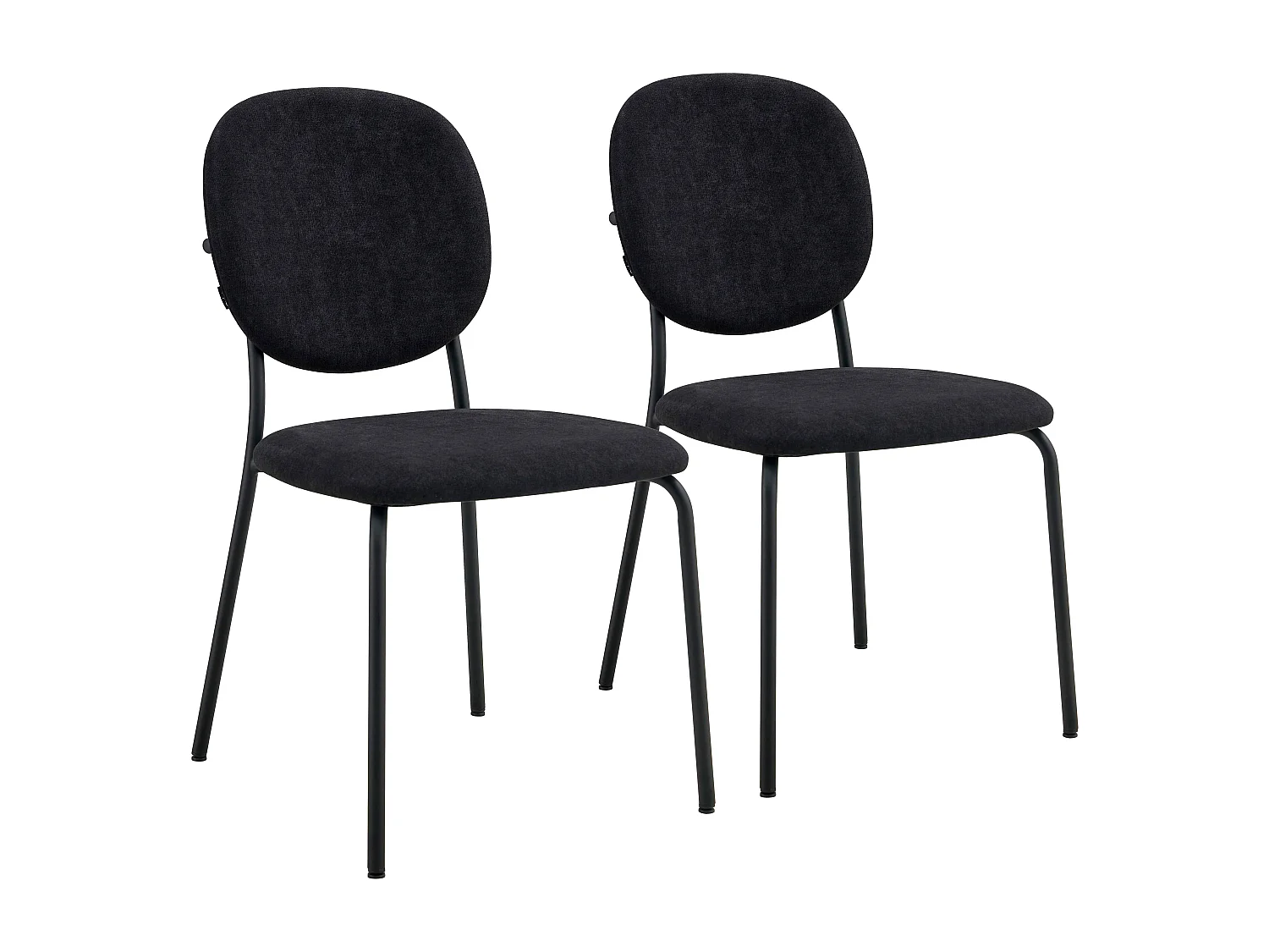 Lot de 2 chaises en acier et tissu noir
