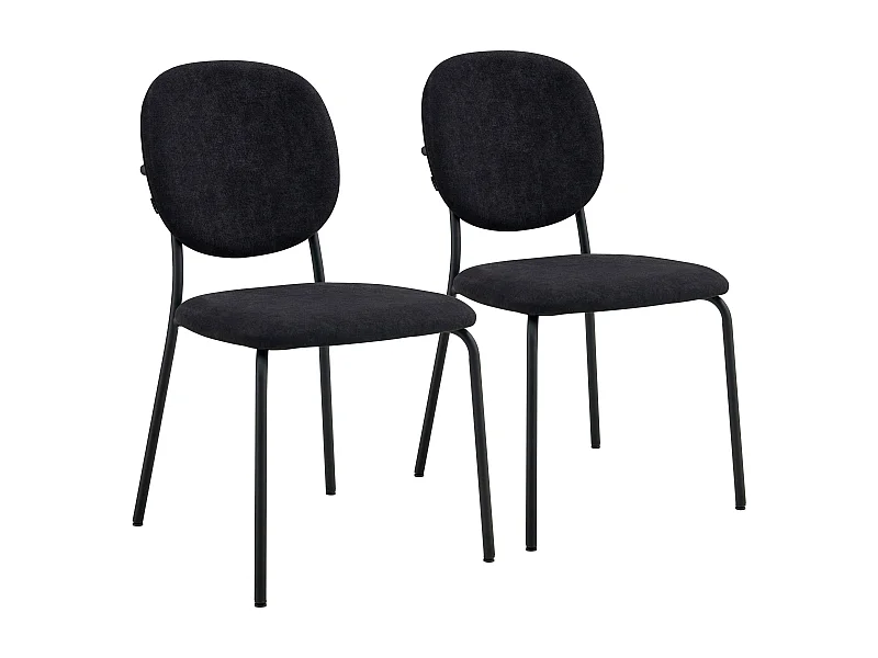 Set van 2 stoelen in staal en zwarte stof
