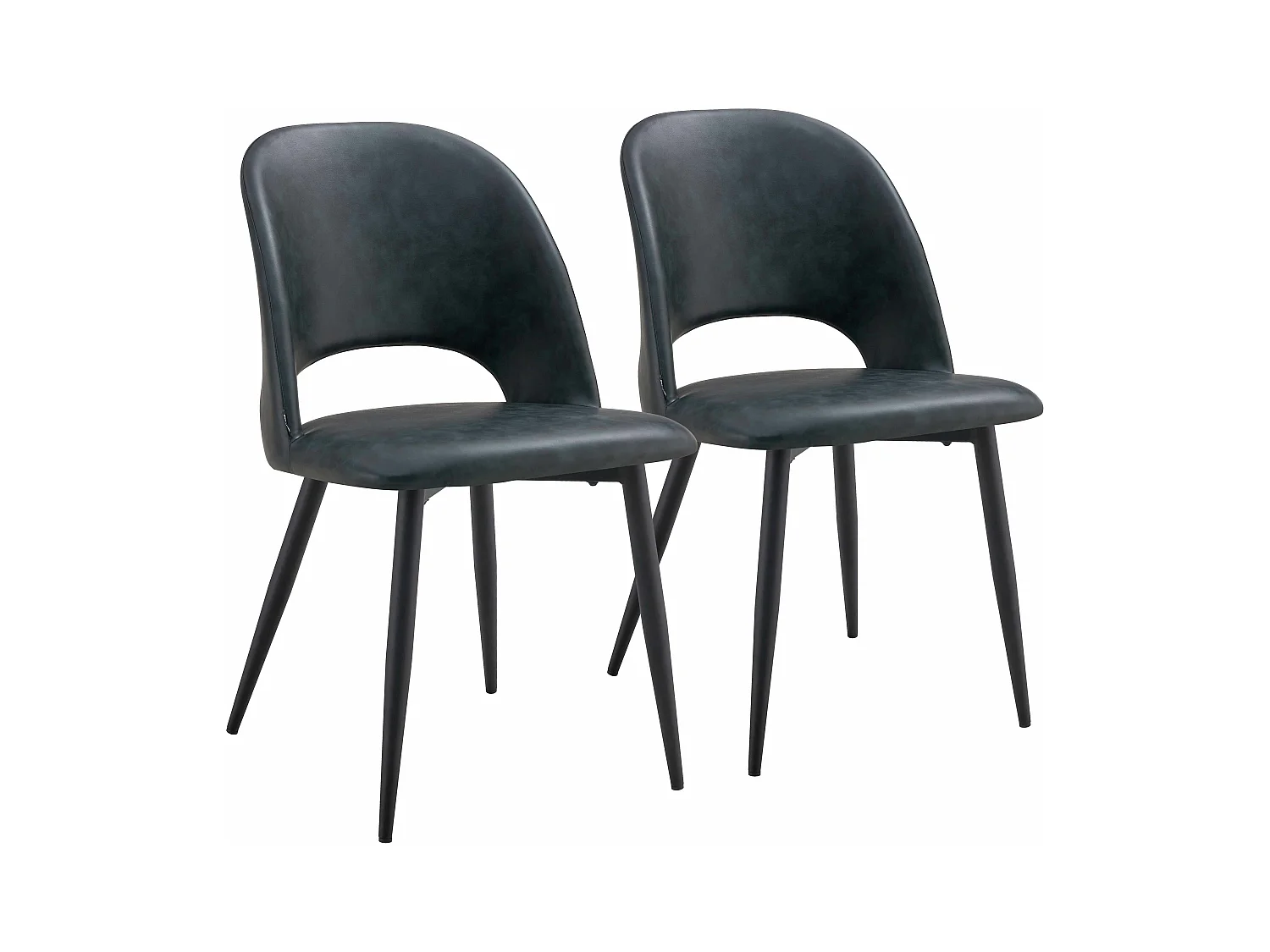 Lot de 2 chaises en acier et textile enduit noir