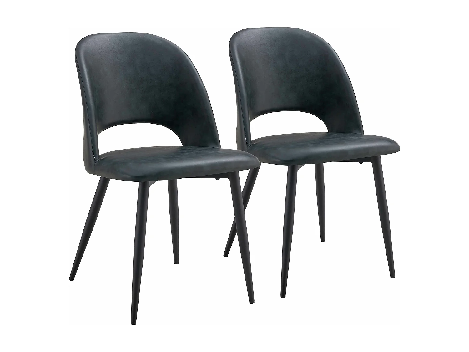 Lot de 2 chaises en acier et textile enduit noir