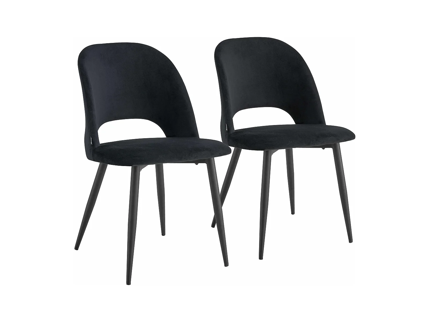 Lot de 2 chaises en acier et velours noir