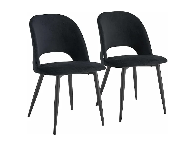 Lot de 2 chaises en acier et velours noir