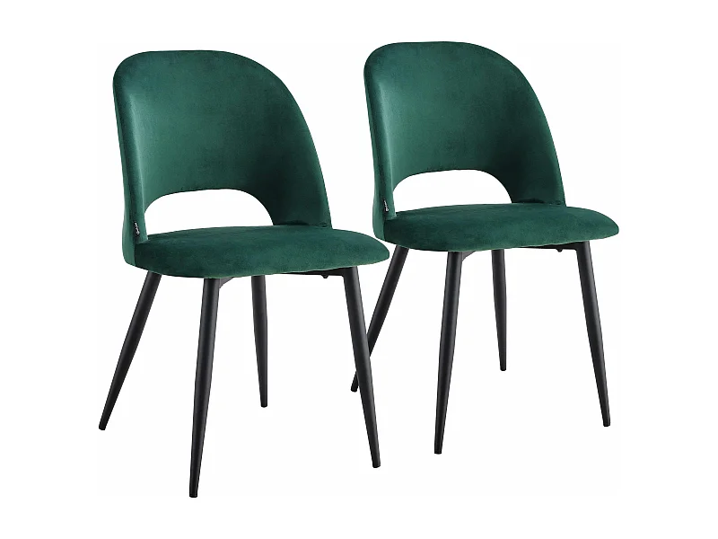 Lot de 2 chaises en acier et velours vert