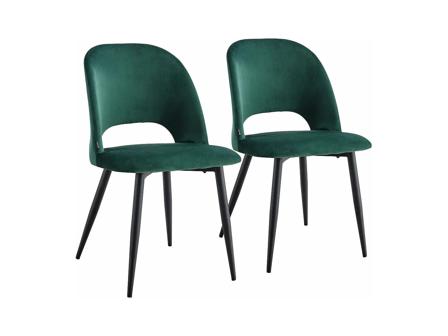 Lot de 2 chaises en acier et velours vert