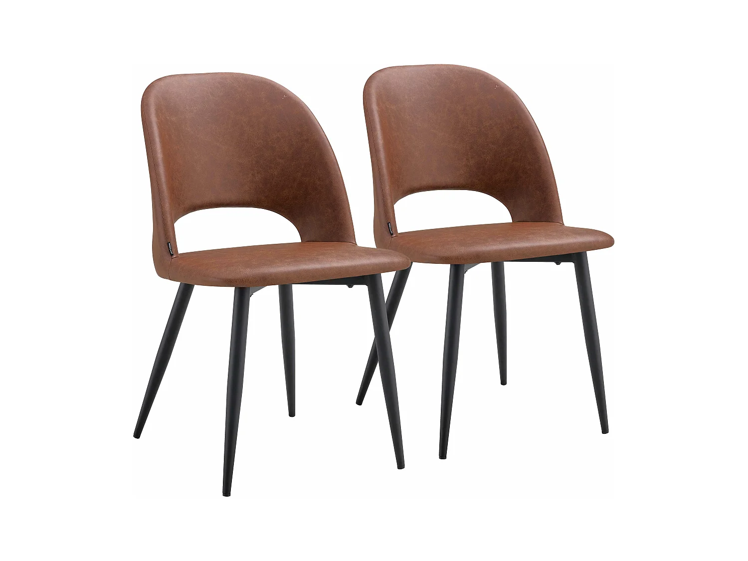 Set van 2 stoelen van bruin gecoat textiel en staal