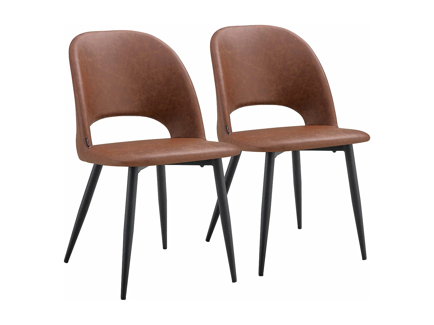 Lot de 2 chaises en acier et textile enduit marron