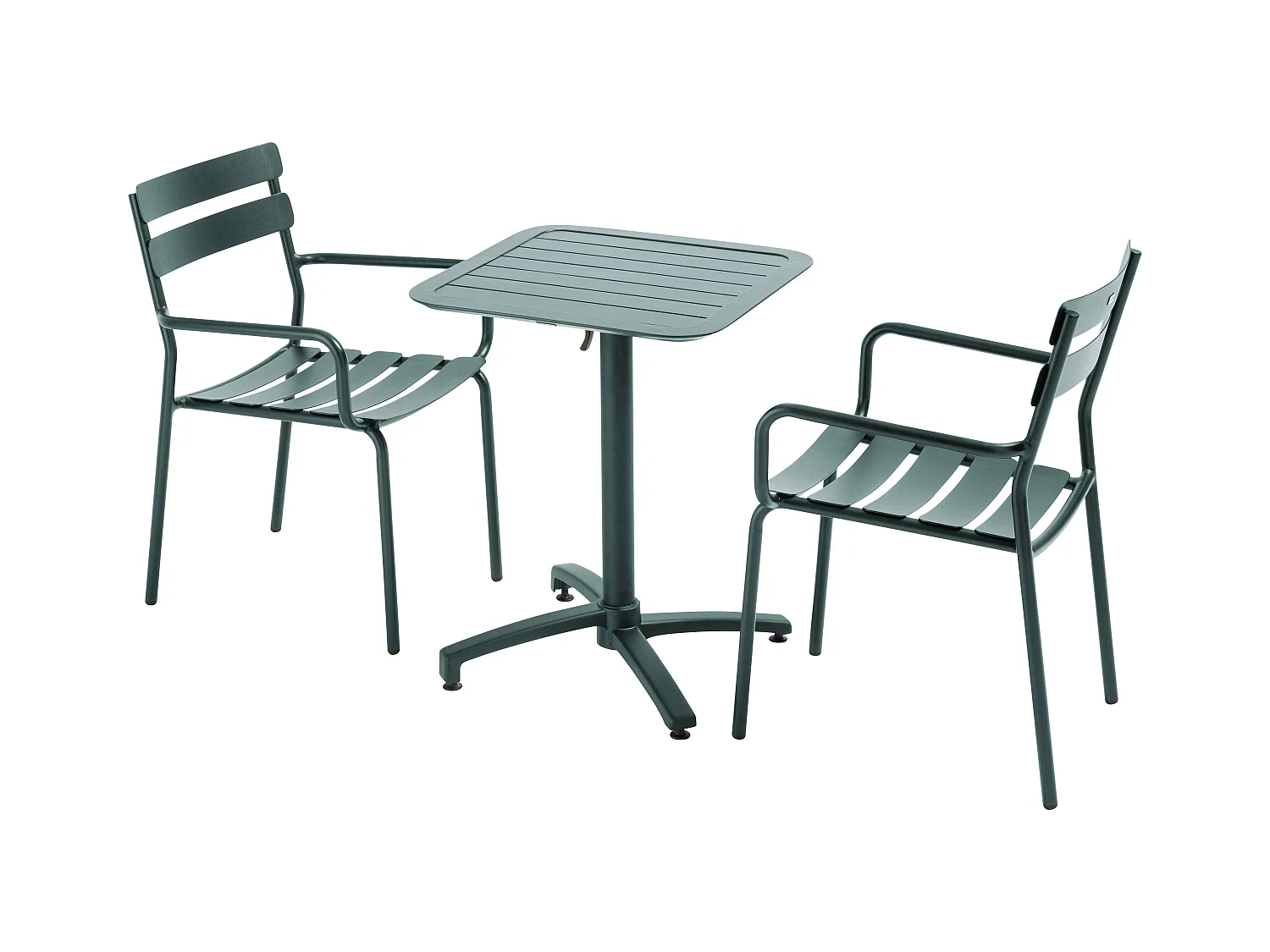 Klaptafel 60 x 60 cm en 2 donkergroene stoelen