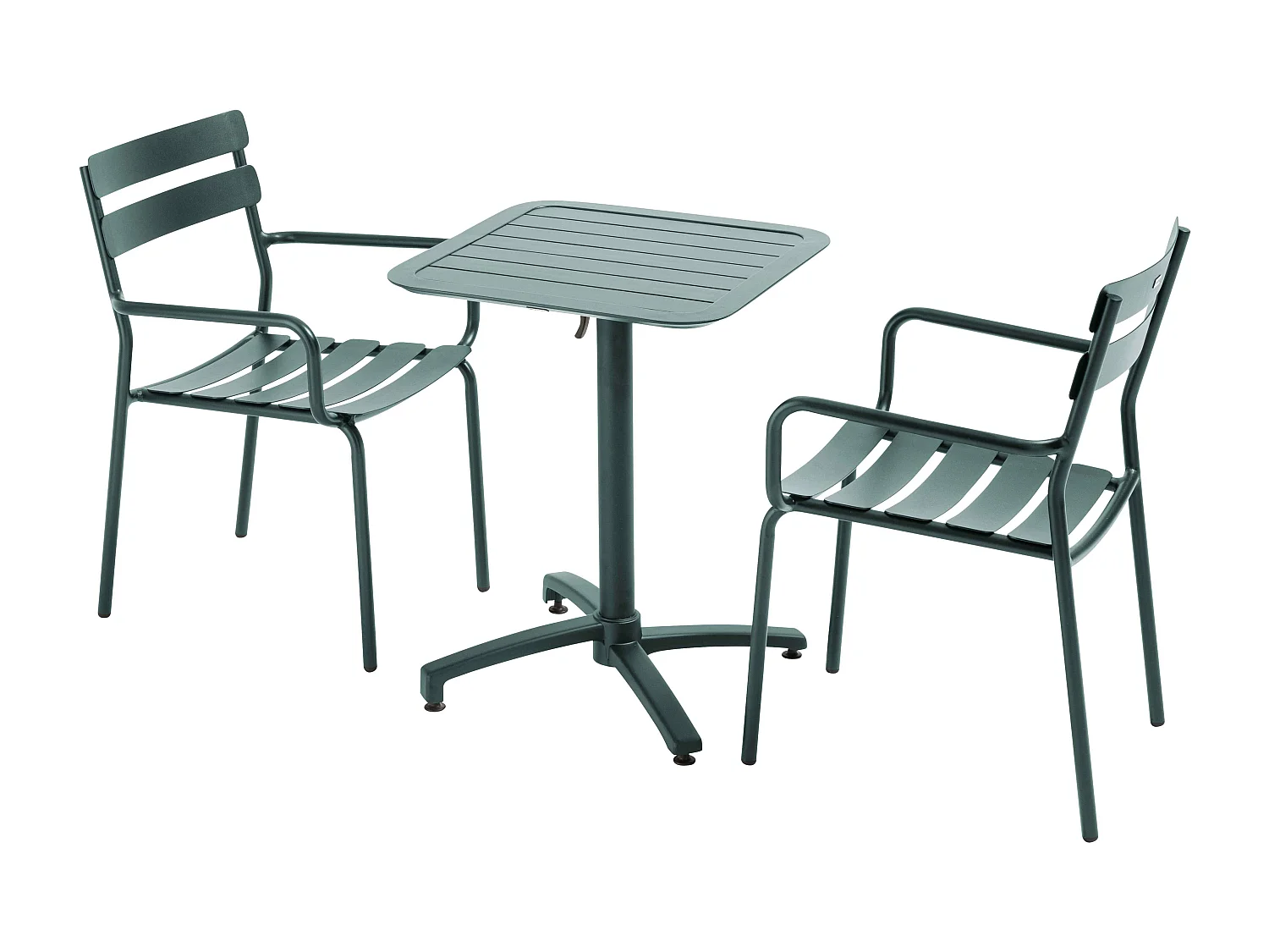 Klaptafel 60 x 60 cm en 2 donkergroene stoelen