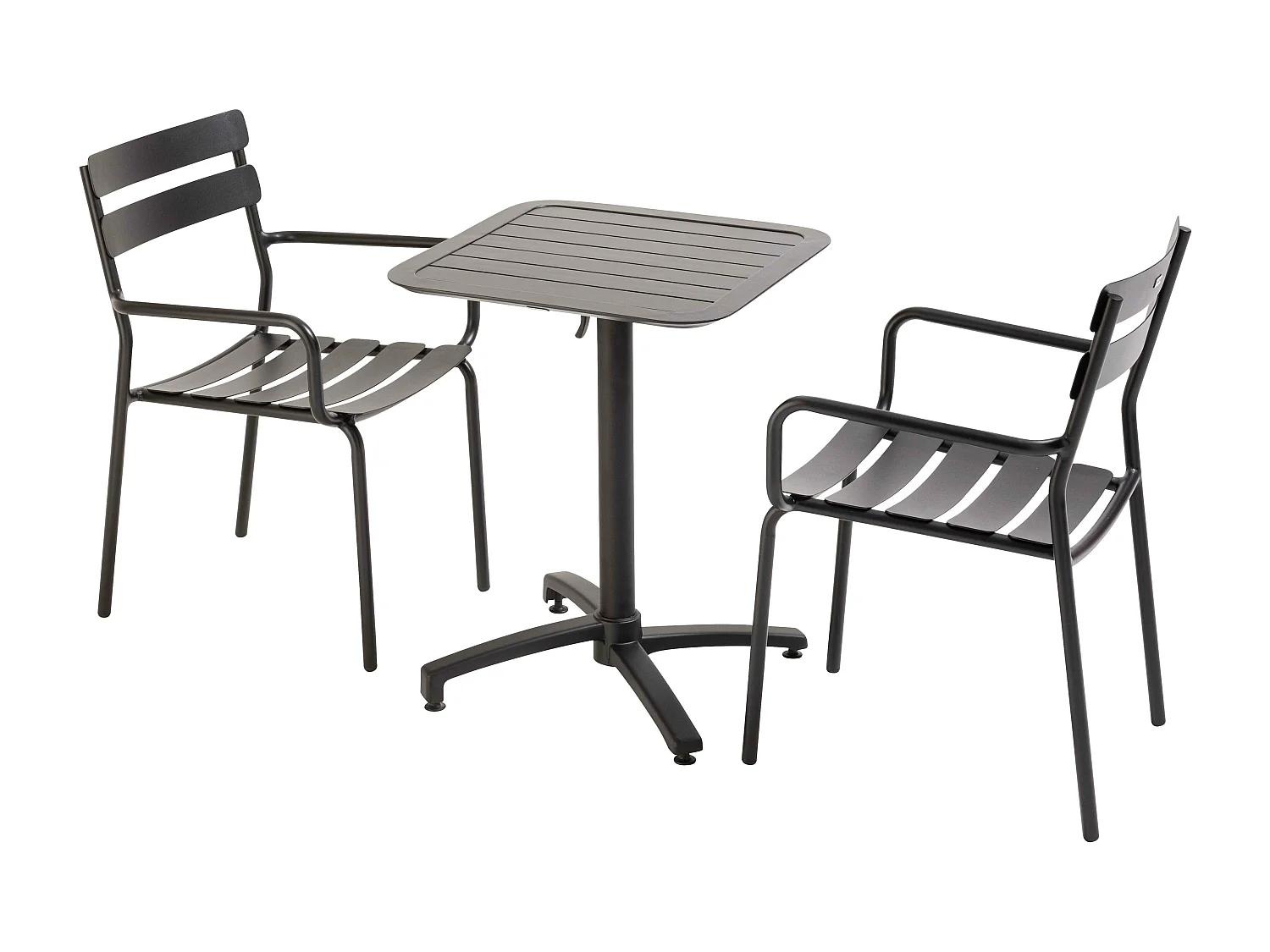 Klaptafel 60 x 60 cm en 2 zwarte stoelen