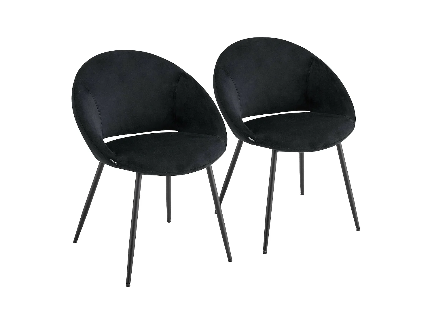 Lot de 2 chaises en acier et velours noir