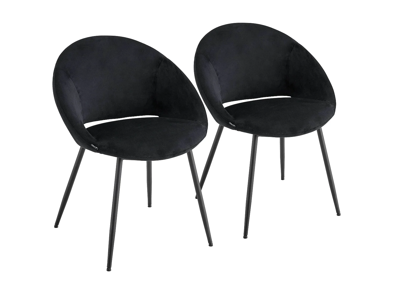 Lot de 2 chaises en acier et velours noir