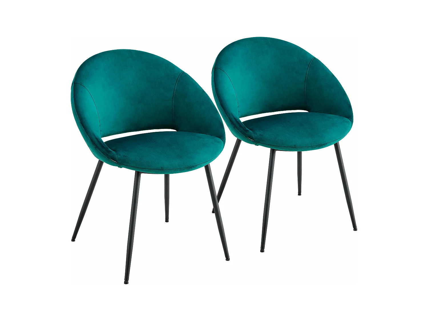Lot de 2 chaises en acier et velours bleu