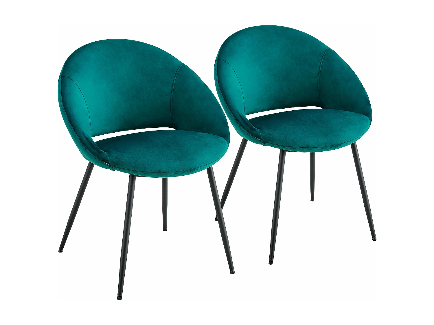 Set van 2 stoelen van staal en blauw fluweel