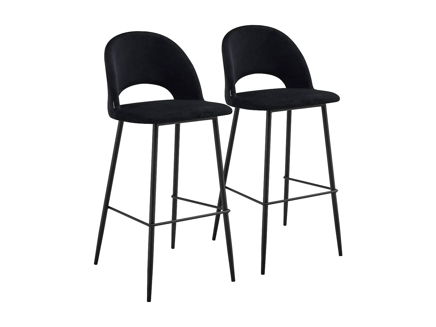Lot de 2 chaises hautes en métal et velours noir