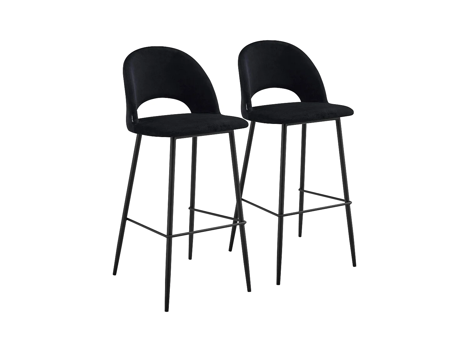 Lot de 2 chaises hautes en métal et velours noir