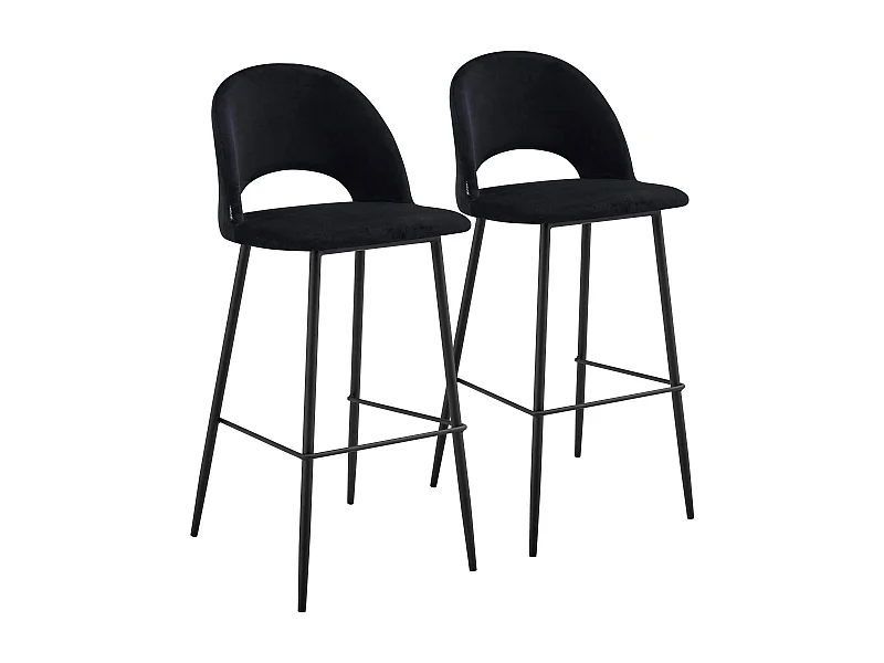 Set van 2 hoge stoelen van metaal en zwart fluweel