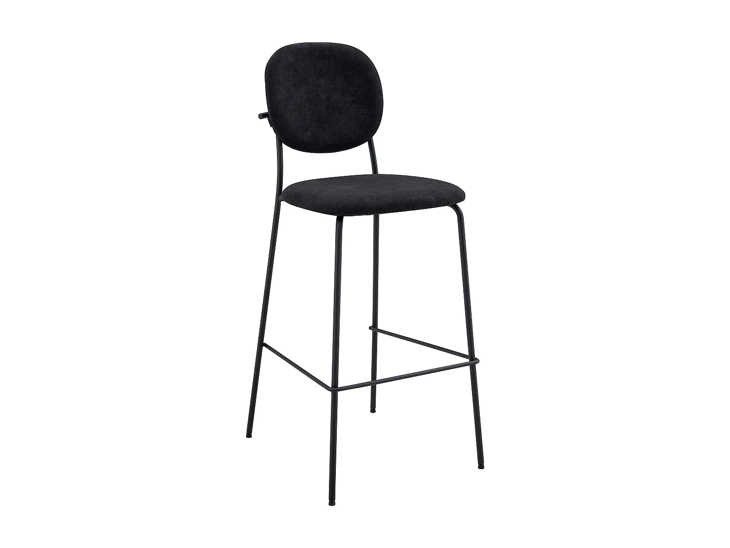 Lot de 2 chaises hautes en acier et tissu noir
