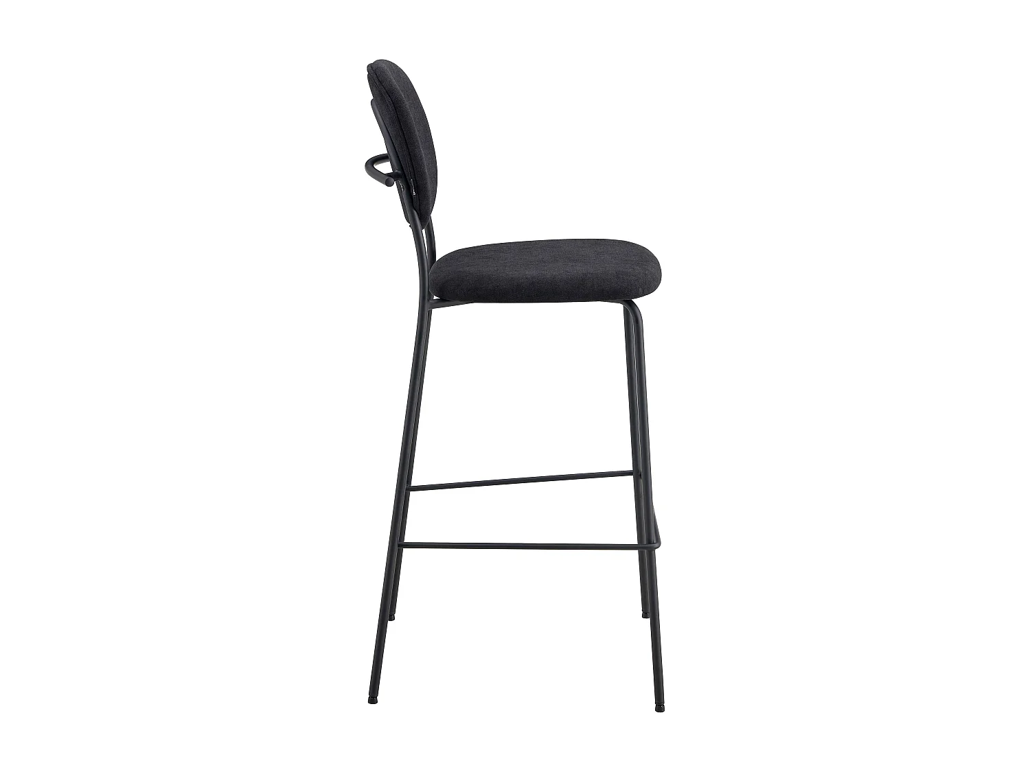 Lot de 2 chaises hautes en acier et tissu noir