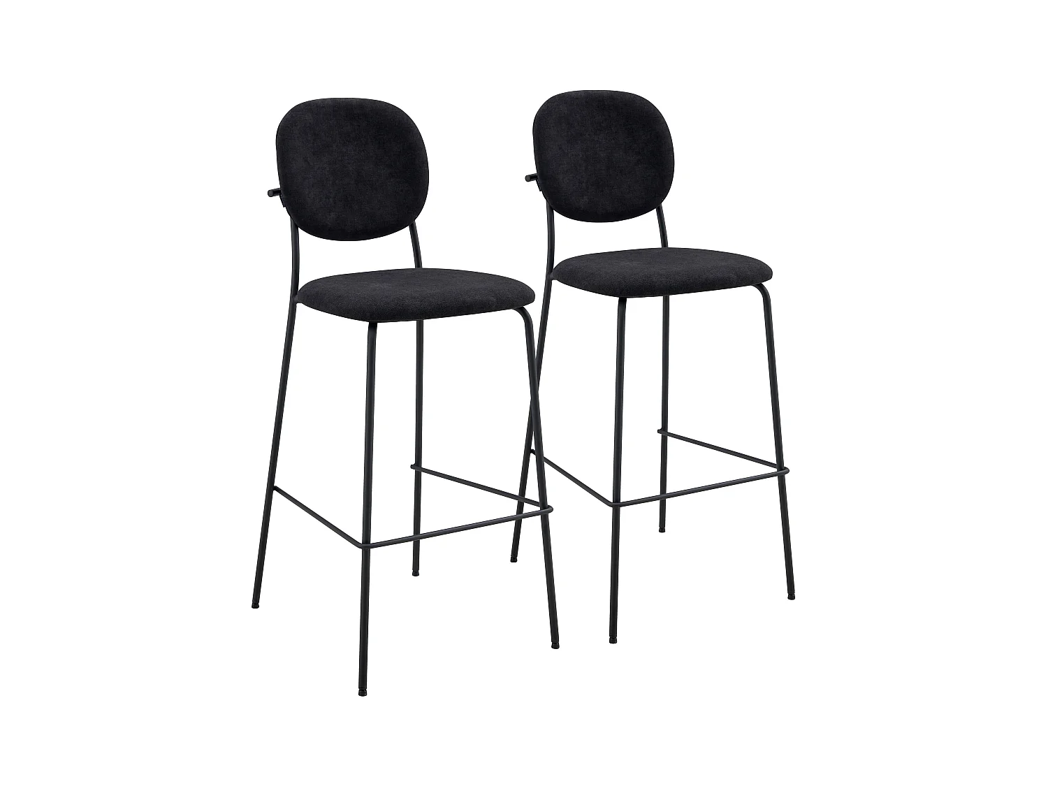 Set van 2 hoge stoelen in staal en zwarte stof