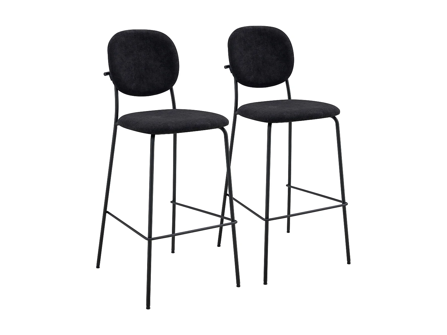Lot de 2 chaises hautes en acier et tissu noir
