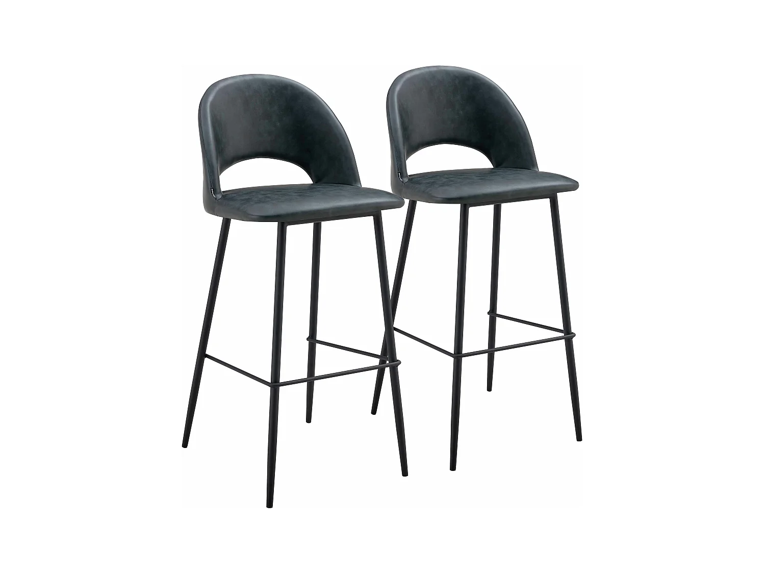 Lot de 2 chaises hautes en métal et textile enduit noir