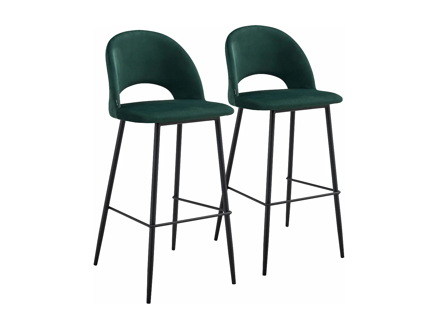 Set van 2 groene fluwelen metalen stoelen