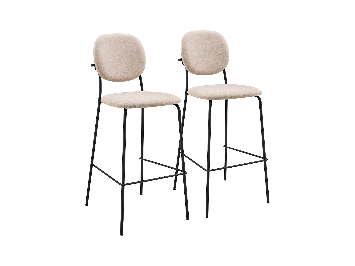 Lot de 2 chaises hautes en acier et tissu beige
