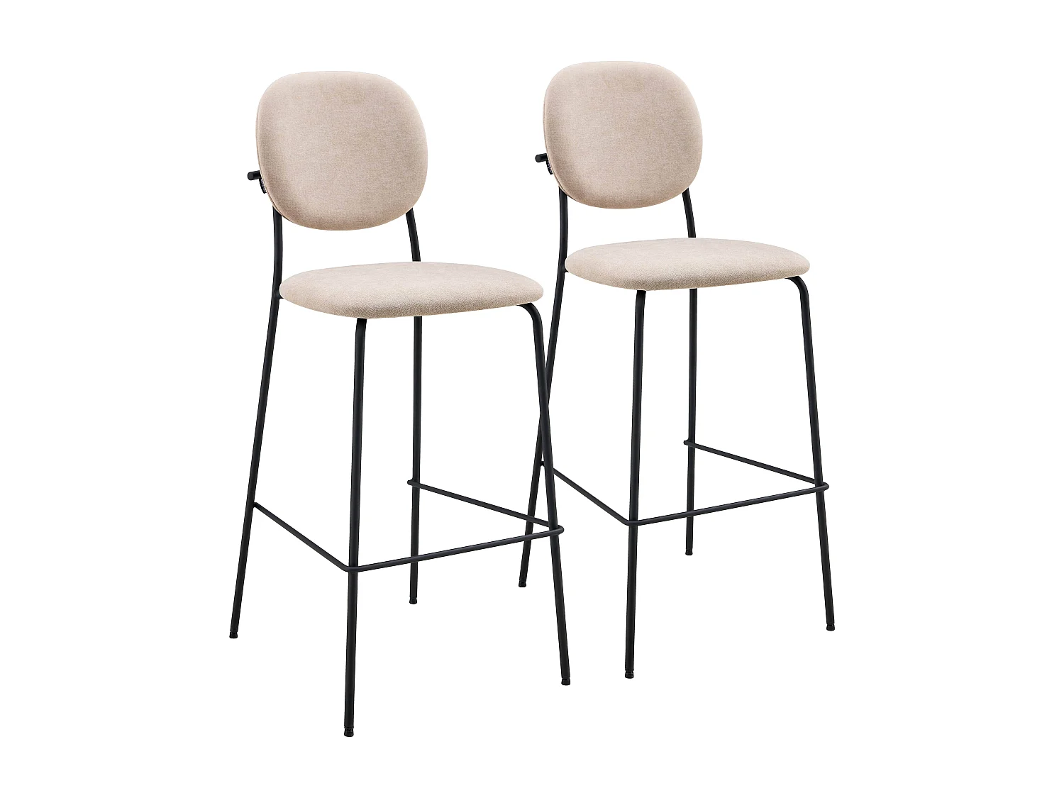 Lot de 2 chaises hautes en acier et tissu beige