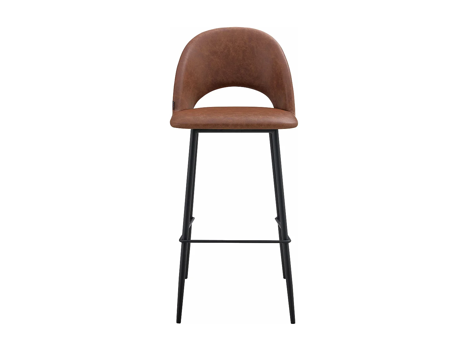 Lot de 2 chaises hautes en métal et textile enduit marron