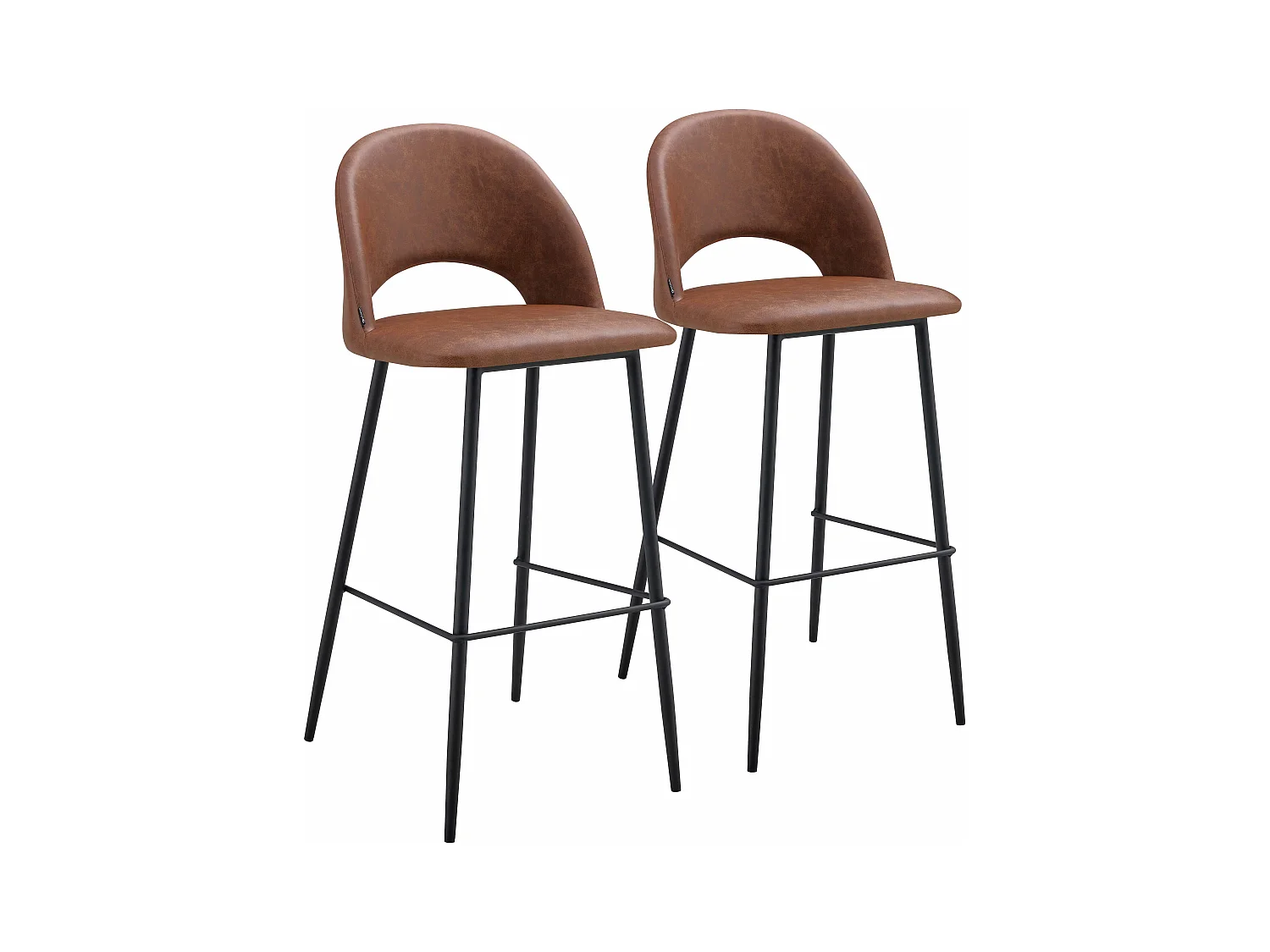 Set van 2 stoelen van bruin gecoat textiel en metaal