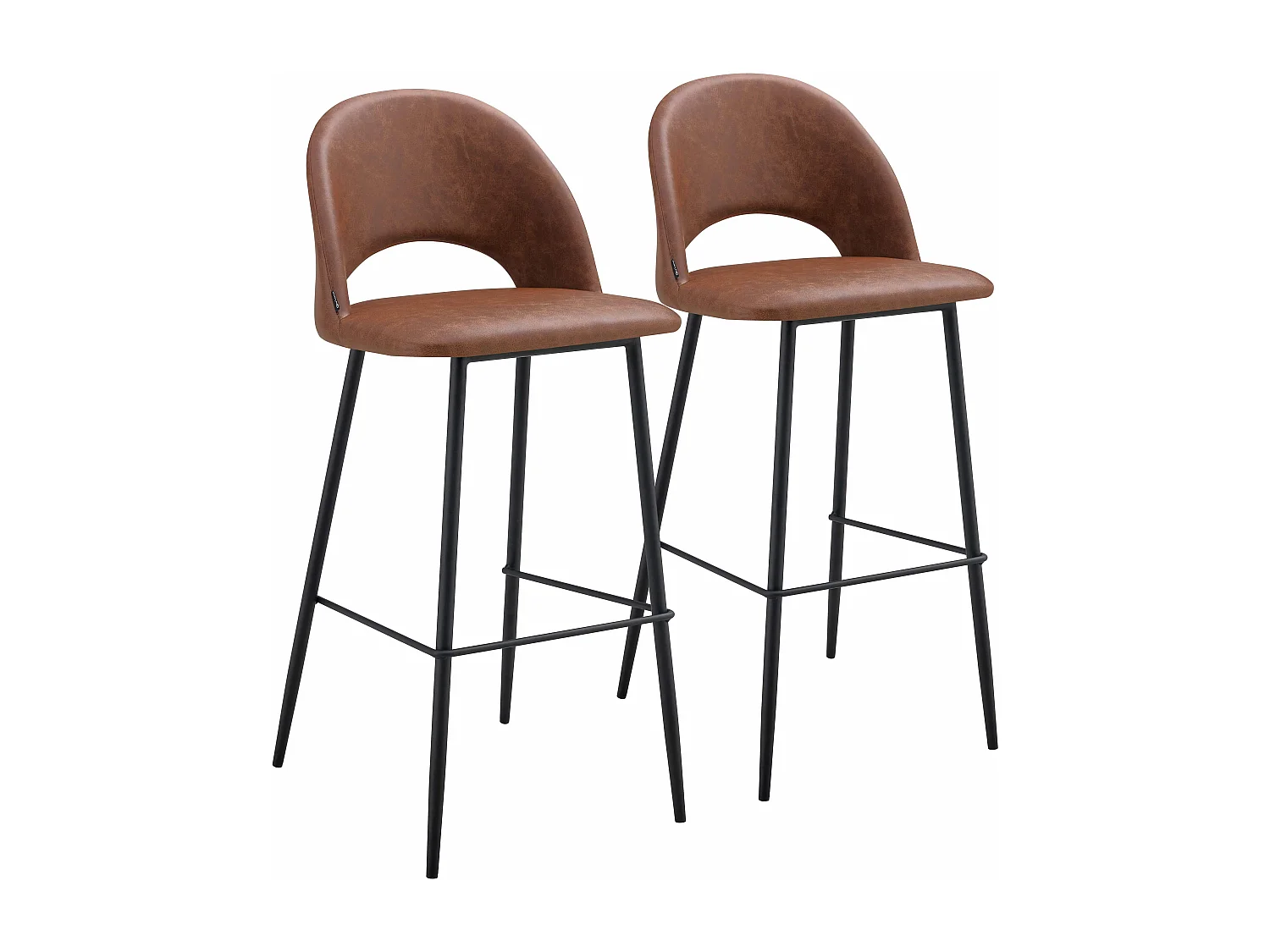 Set van 2 stoelen van bruin gecoat textiel en metaal