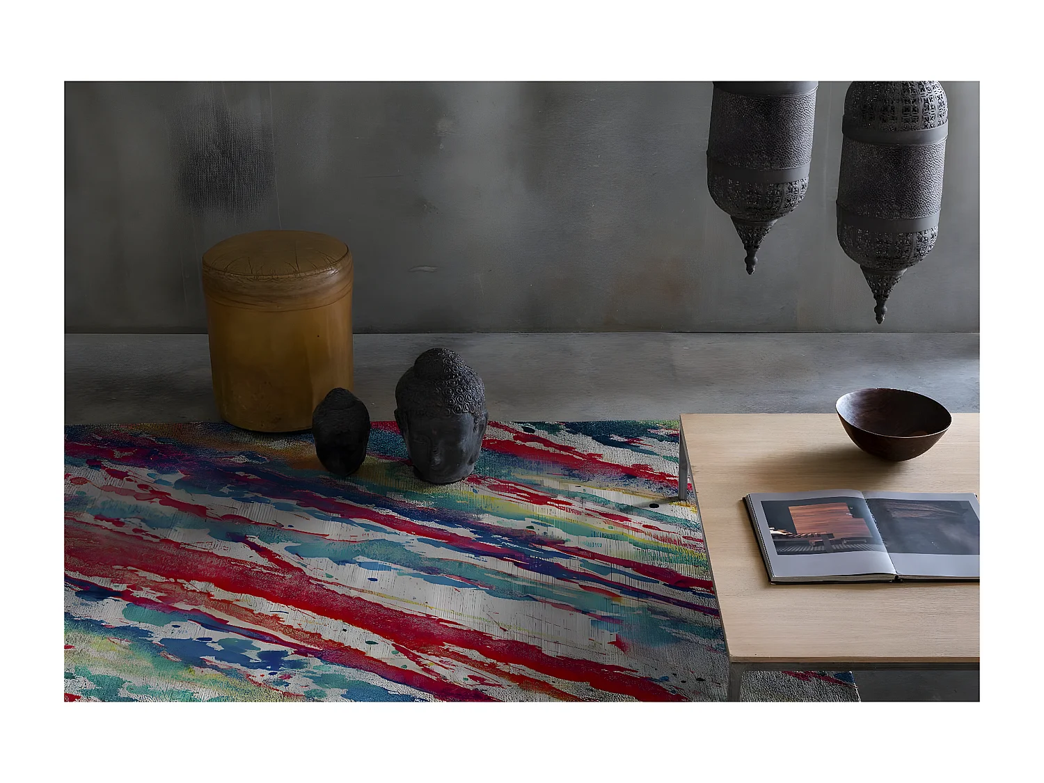 Tapis peinture coloré plat moderne abstrait Splash Rectangulaire Design Mécanique Impressi