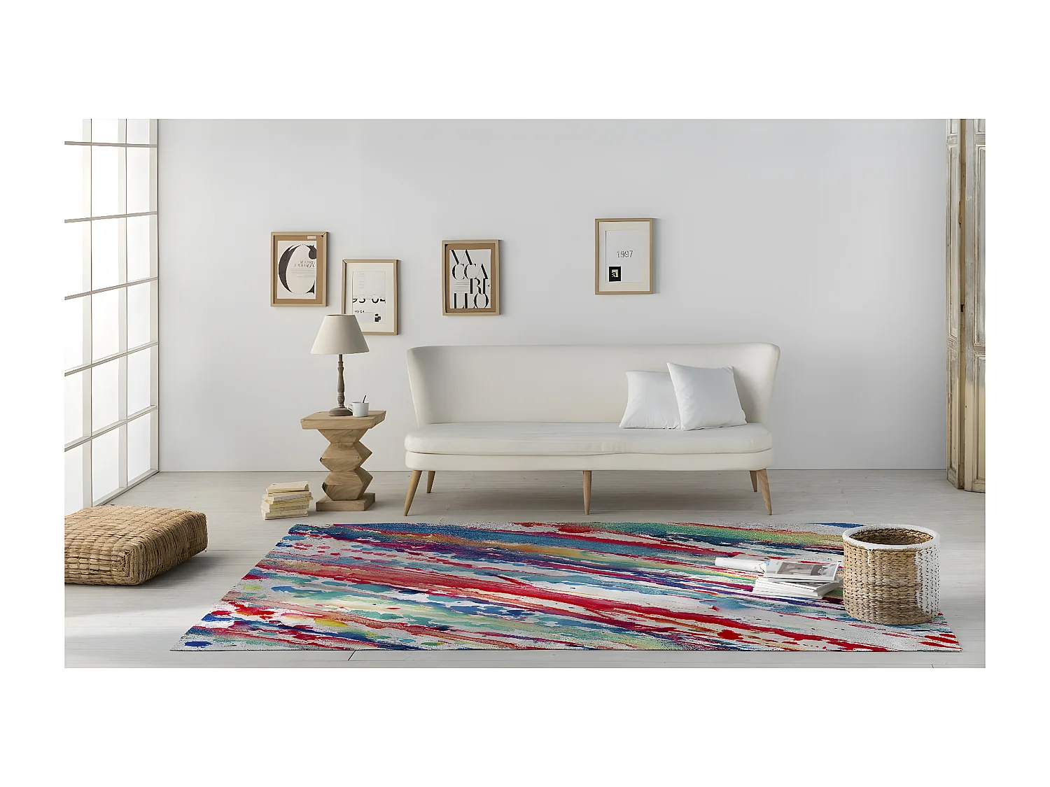 Tapis peinture coloré plat moderne abstrait Splash Rectangulaire Design Mécanique Impressi