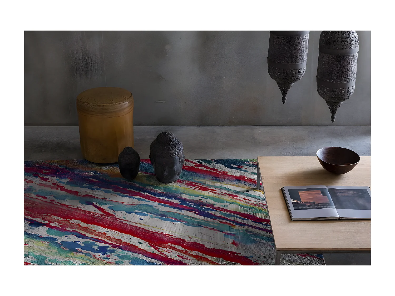 Tapis peinture coloré plat moderne abstrait Splash Rectangulaire Design Mécanique Impressi