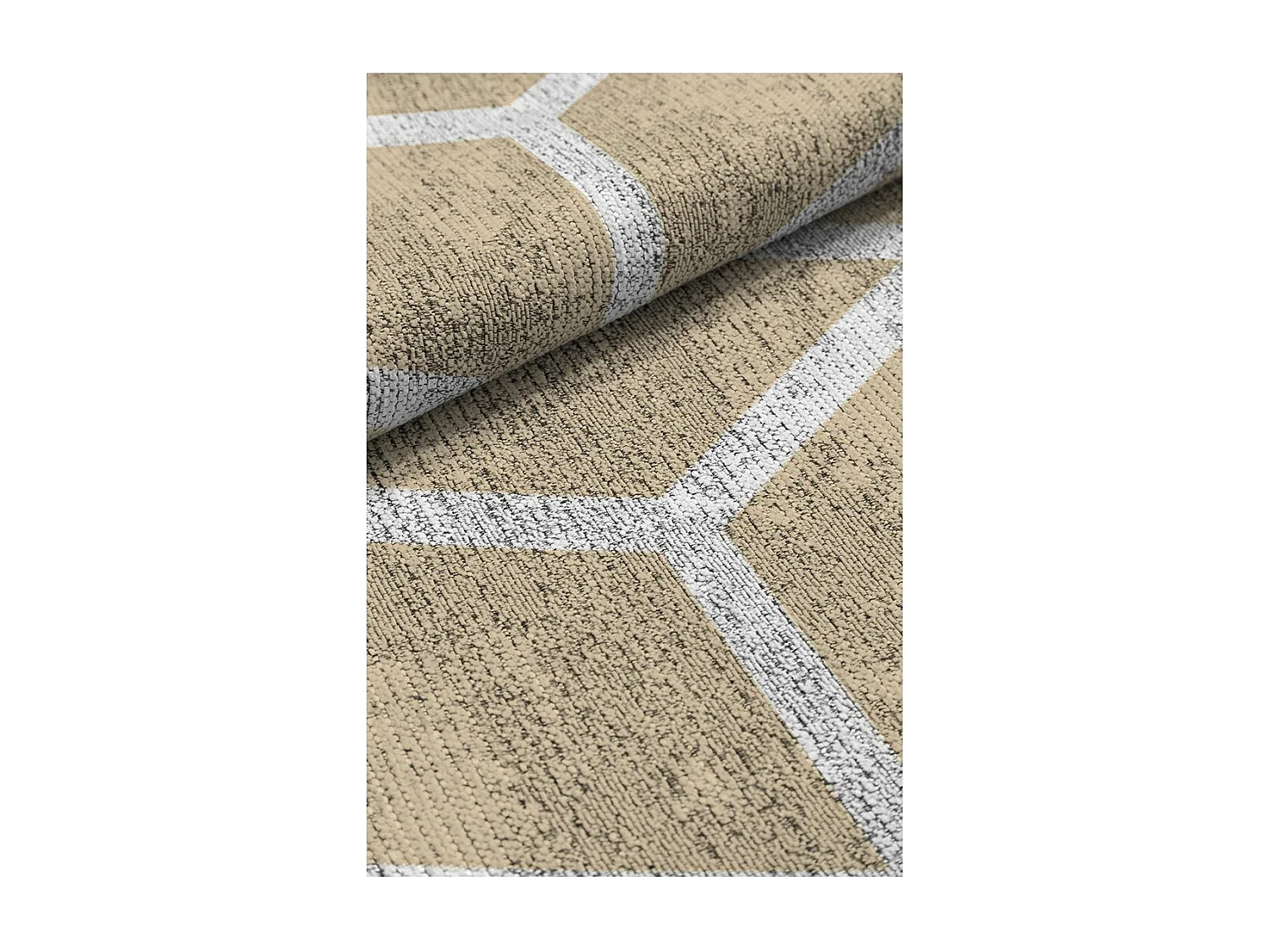 Tapis scandinave géométrique plat beige Trico Rectangulaire Scandinave Mécanique Impressio