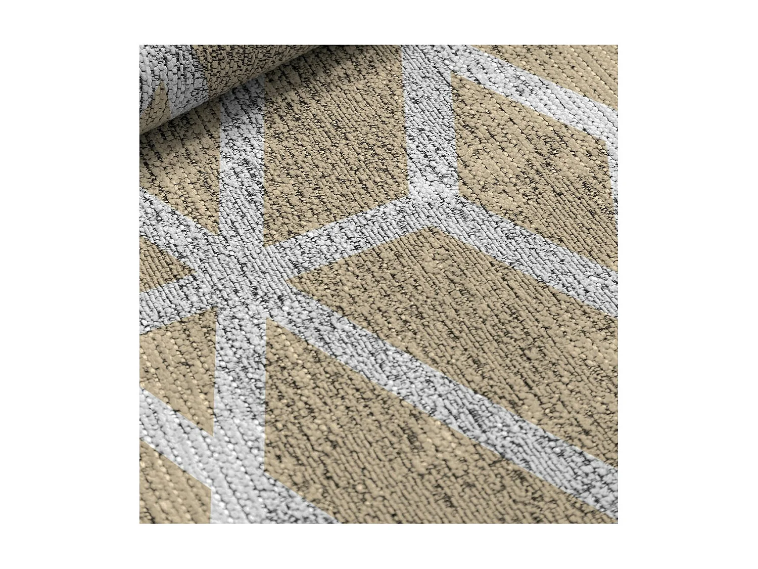 Tapis scandinave géométrique plat beige Trico Rectangulaire Scandinave Mécanique Impressio