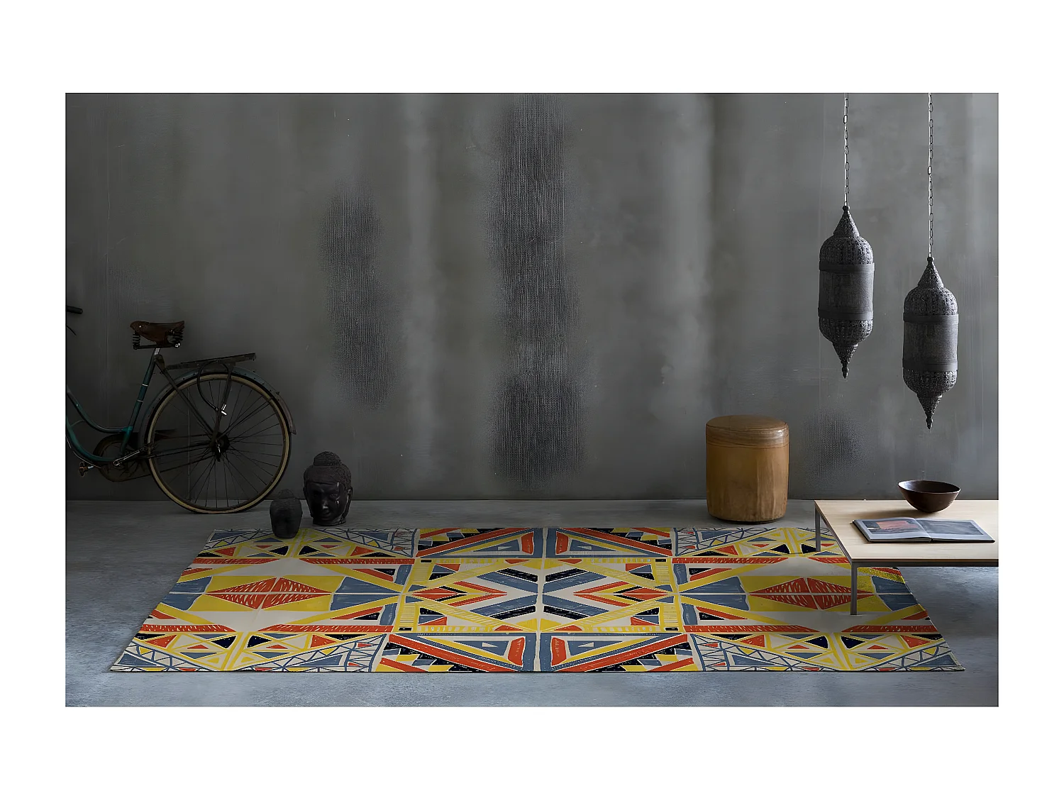 Tapis coloré design abstrait plat Tensival Rectangulaire Design Mécanique Impression digit