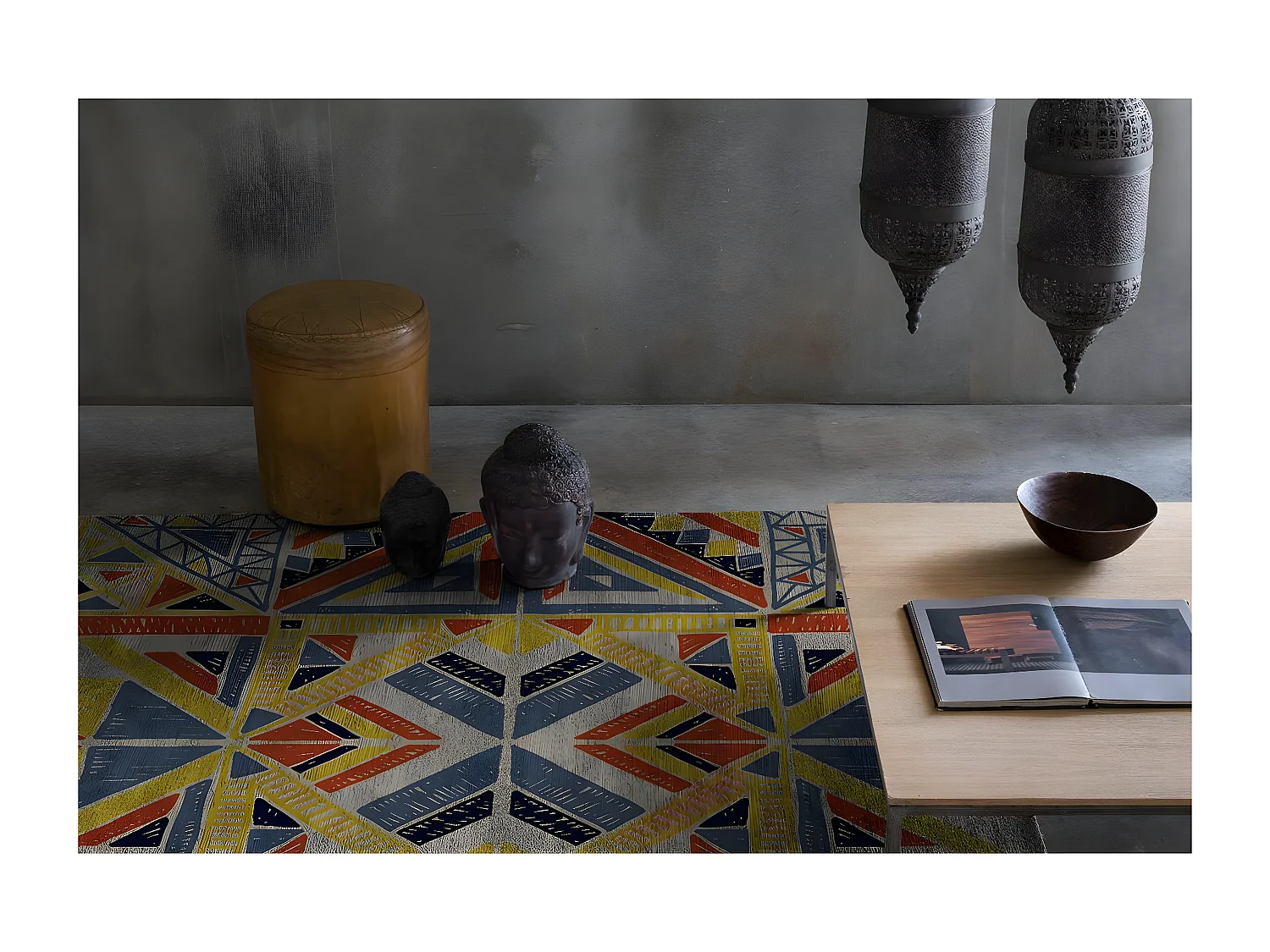 Tapis coloré design abstrait plat Tensival Rectangulaire Design Mécanique Impression digit