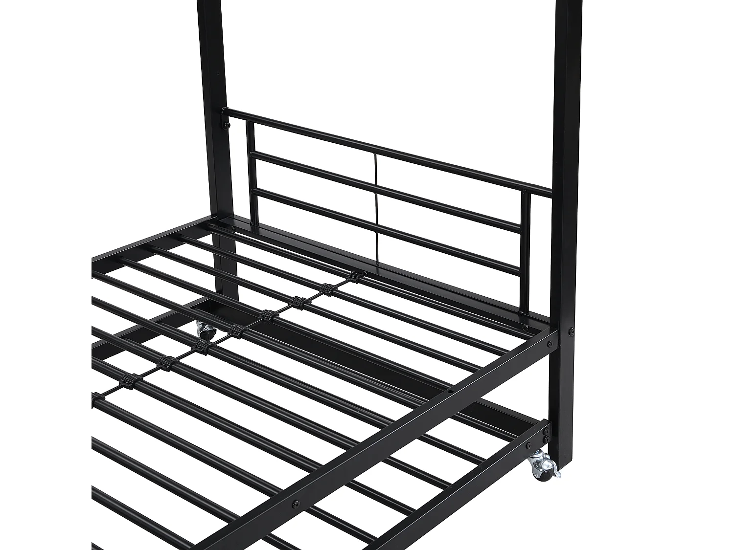 Letto a castello in ferro battuto 90x200 cm - con letto estraibile 90x190 cm - Nero