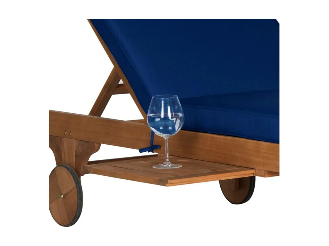 Chaise longue d'extérieur Naturel/Marine 70 x 200 x 35 cm - Newport