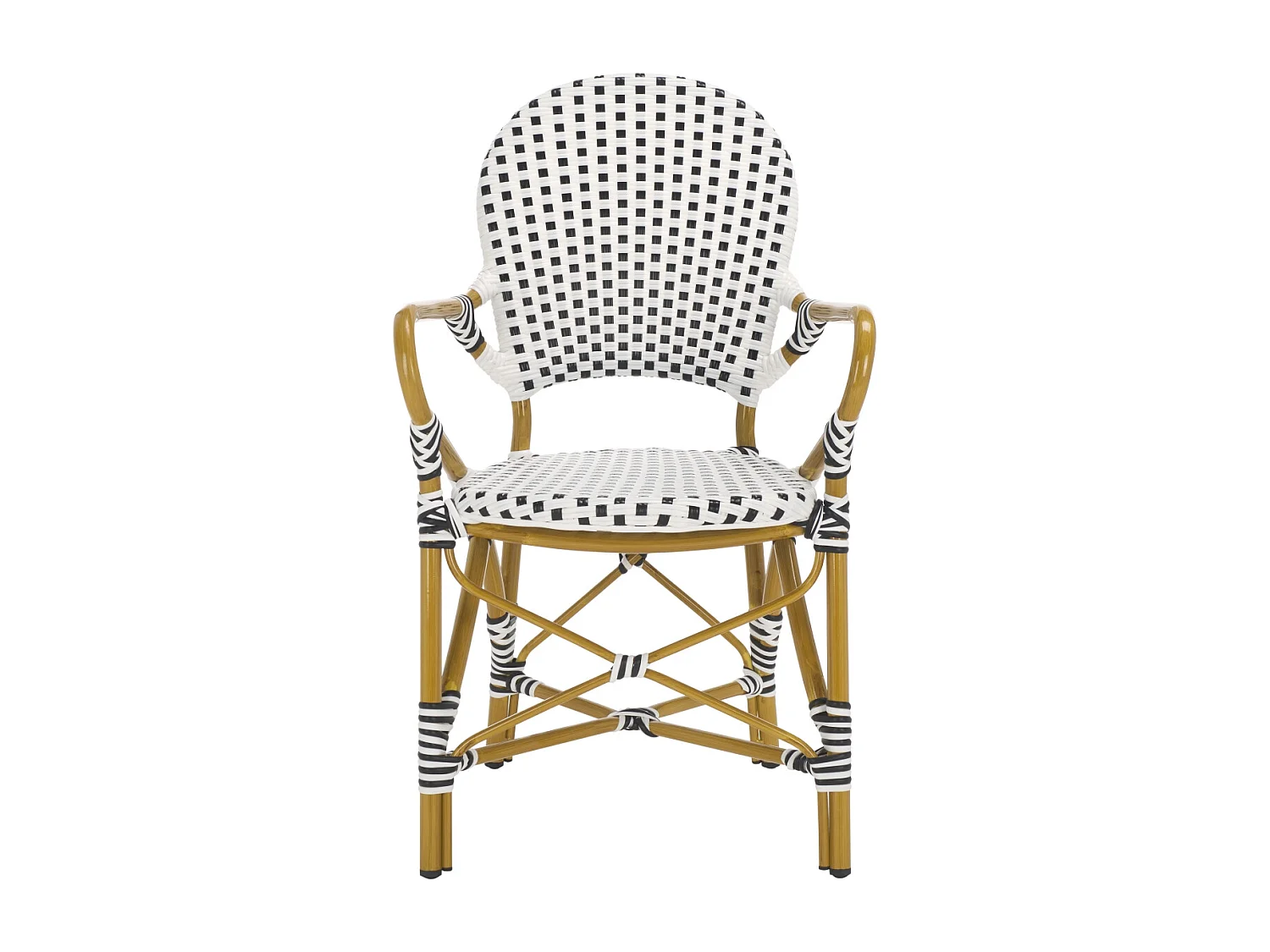 Lot de 2 Chaise de salle à manger d'extérieur Noir & blanc & marron clair 55 X 53 X 88cm - Marylou