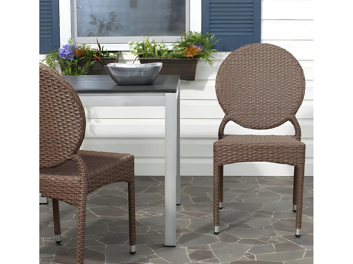 Lot de 2 Chaise de salle à manger d'extérieur Marron 56 X 43 X 87.88 cm - Erlene