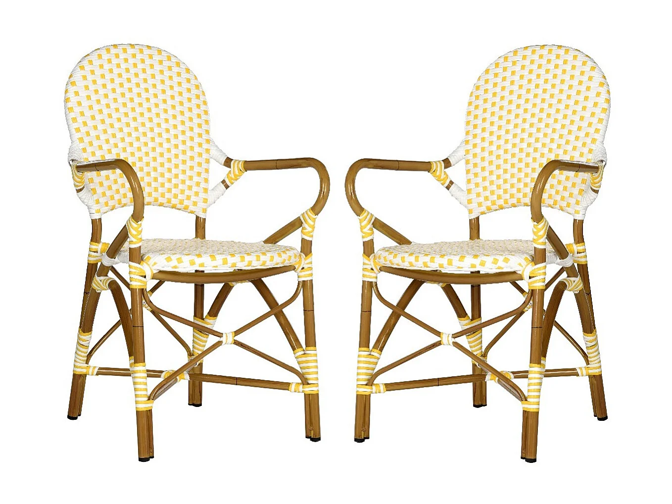 Lot de 2 Chaise de salle à manger d'extérieur Jaune, blanc & marron clair 55 X 53 X 88 cm - Marylou