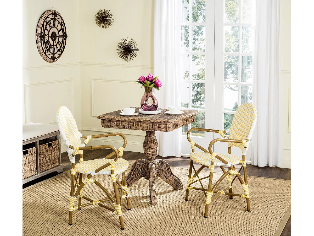 Lot de 2 Chaise de salle à manger d'extérieur Jaune, blanc & marron clair 55 X 53 X 88 cm - Marylou