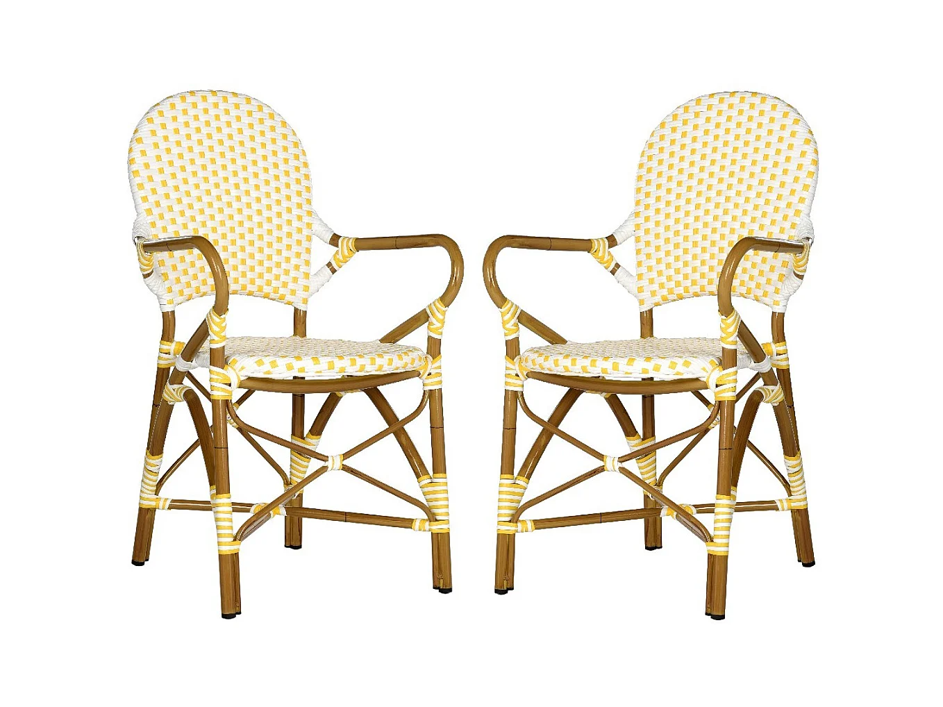 Lot de 2 Chaise de salle à manger d'extérieur Jaune, blanc & marron clair 55 X 53 X 88 cm - Marylou