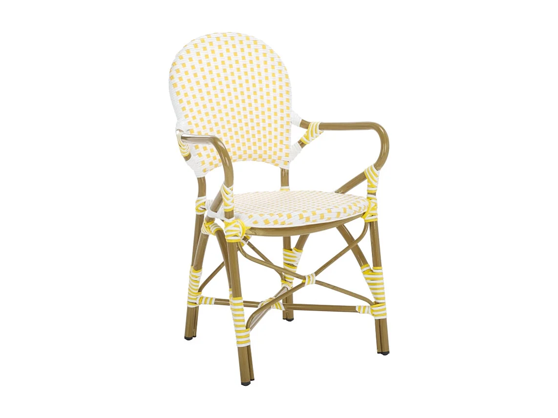 Lot de 2 Chaise de salle à manger d'extérieur Jaune, blanc & marron clair 55 X 53 X 88 cm - Marylou