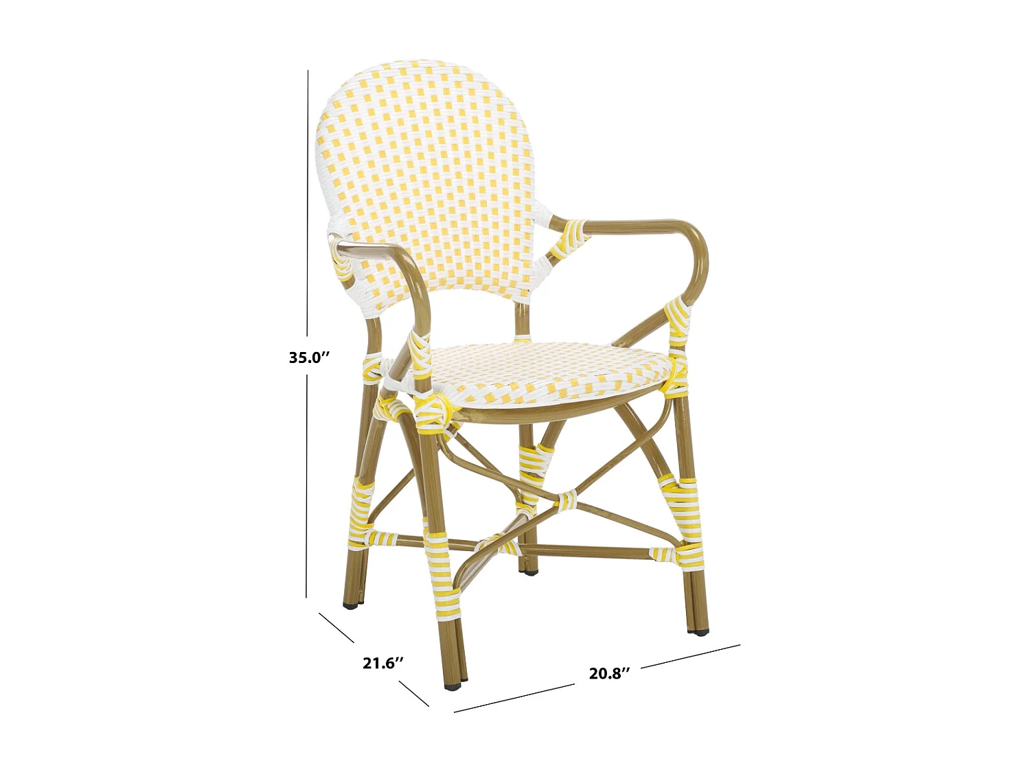 Lot de 2 Chaise de salle à manger d'extérieur Jaune, blanc & marron clair 55 X 53 X 88 cm - Marylou