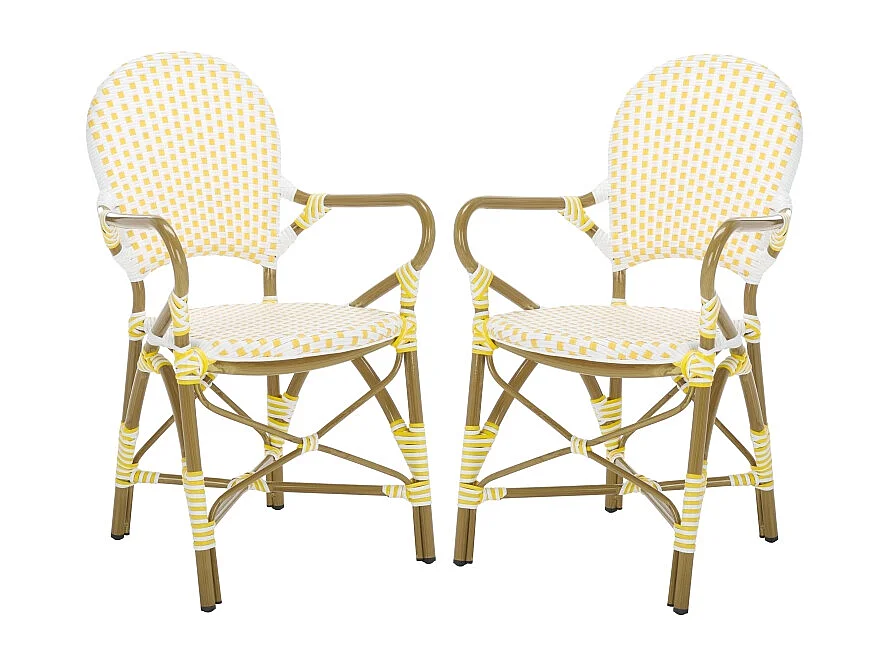 Lot de 2 Chaise de salle à manger d'extérieur Jaune, blanc & marron clair 55 X 53 X 88 cm - Marylou