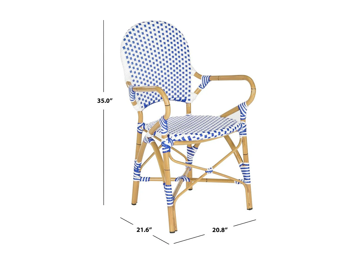 Lot de 2 Chaise de salle à manger d'extérieur Bleu & blanc & marron clair 55 X 53 X 88 cm - Marylou