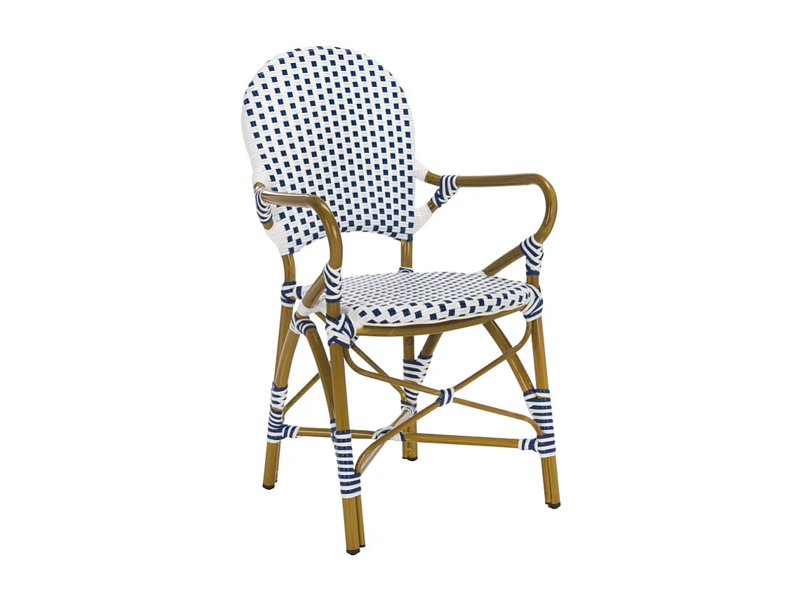 Lot de 2 Chaise de salle à manger d'extérieur Bleu & blanc & marron clair 55 X 53 X 88 cm - Marylou